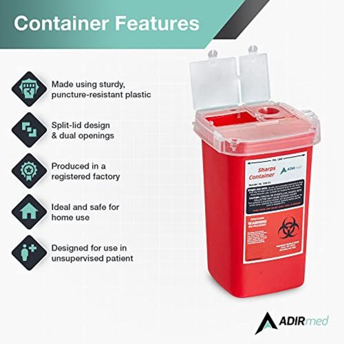 Agna Sharps & Needle Disposal Container 1 Quart