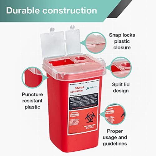 Agna Sharps & Needle Disposal Container 1 Quart
