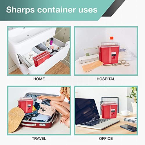 Features: DURABLE CONSTRUCTION. this container is made using sturdy, puncture-resistant plastic. To ensure secure disposal of sharps waste, EASY TO USE - Designed with a horizontal, mailbox-style lid so needles can be dropped in the container without direct contact of the outside APPROVED - Sharps Containers are produced in a registered factory SAFE FOR HOME- Ideal for home use where you are generating larger amounts of waste CAN BE USED IN UNSUPERVISED AREAS- Designed for use in unsupervised patient areas